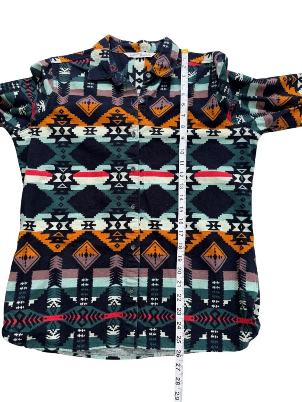 Woolrich Women Size M Southwest Flannel Button-Up Shirt Shacket Top Aztec Cotton - Picture 5 of 7